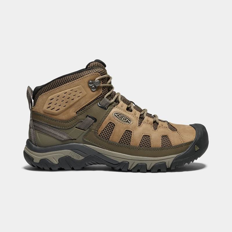 Keen Targhee Vent Mid Mens Hiking Boots Brown/Olive NZ Sale (9642-ZXKPG)